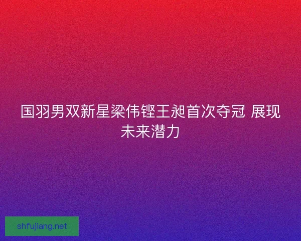 国羽男双新星梁伟铿王昶首次夺冠 展现未来潜力