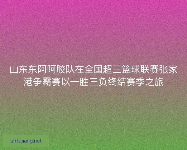 山东东阿阿胶队在全国超三篮球联赛张家港争霸赛以一胜三负终结赛季之旅